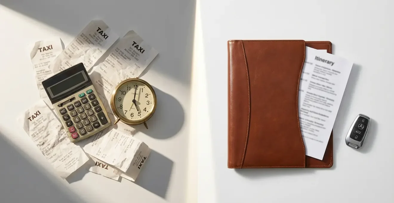 Graphique visuel comparant les économies entre taxi et chauffeur privé sur une journée touristique